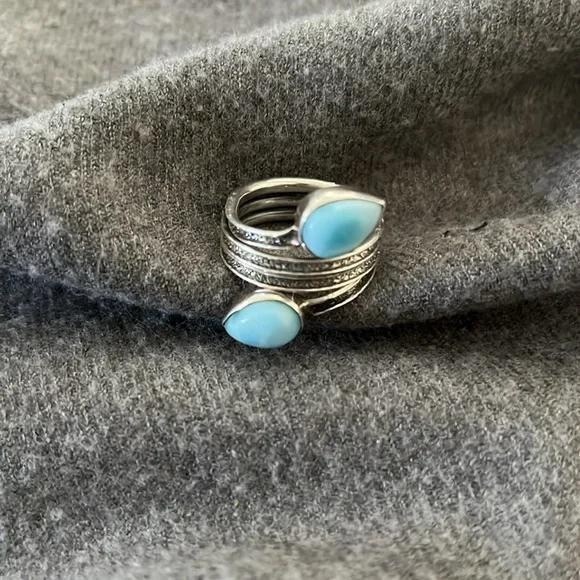 Sterling Artisan Larimar Ring-7 - Picture 2 of 8